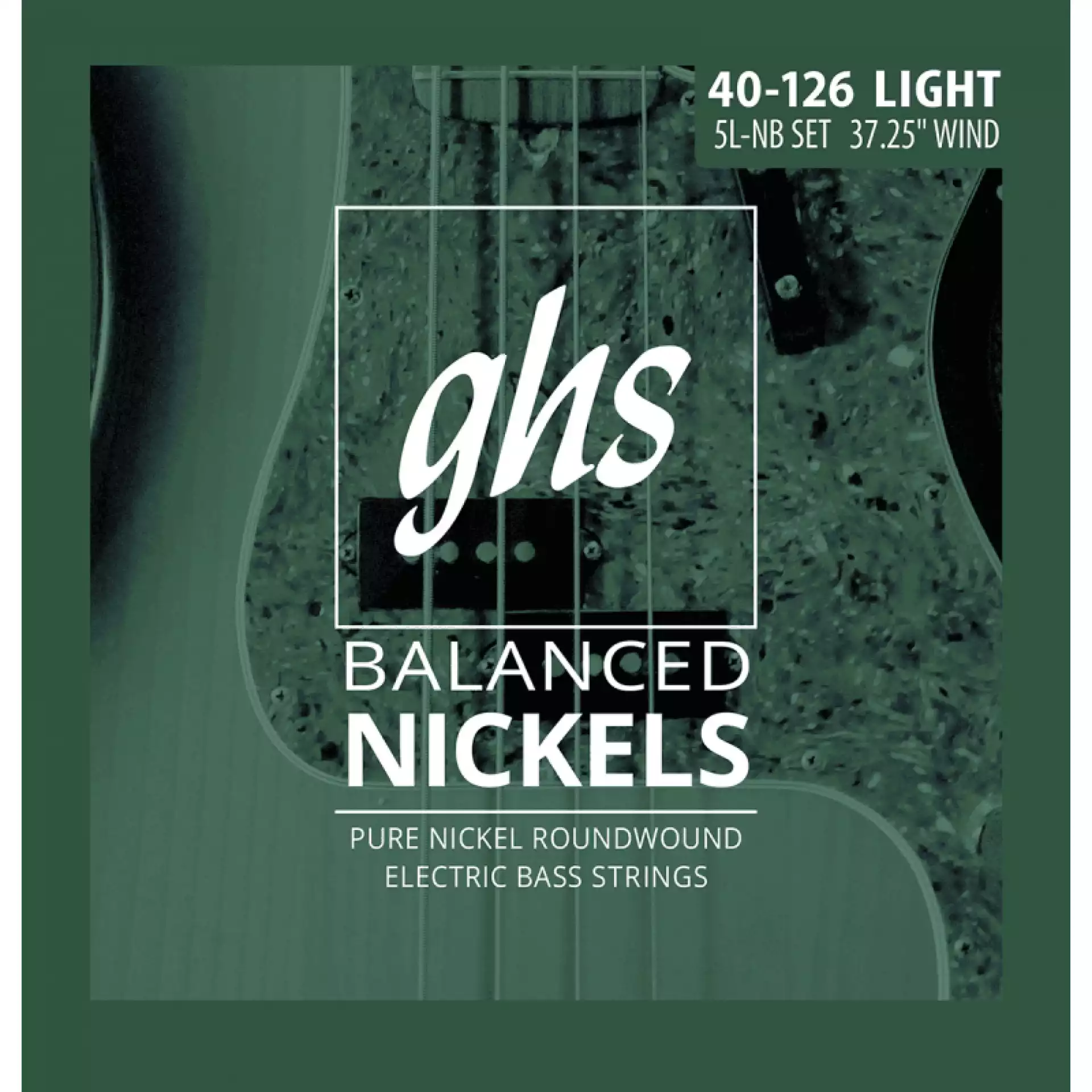 GHS 5L-NB Balanced Nickels Pure Nickel Round Wound Bass Strings Long Scale - 5-String 40-126 - Žice za bas gitaru