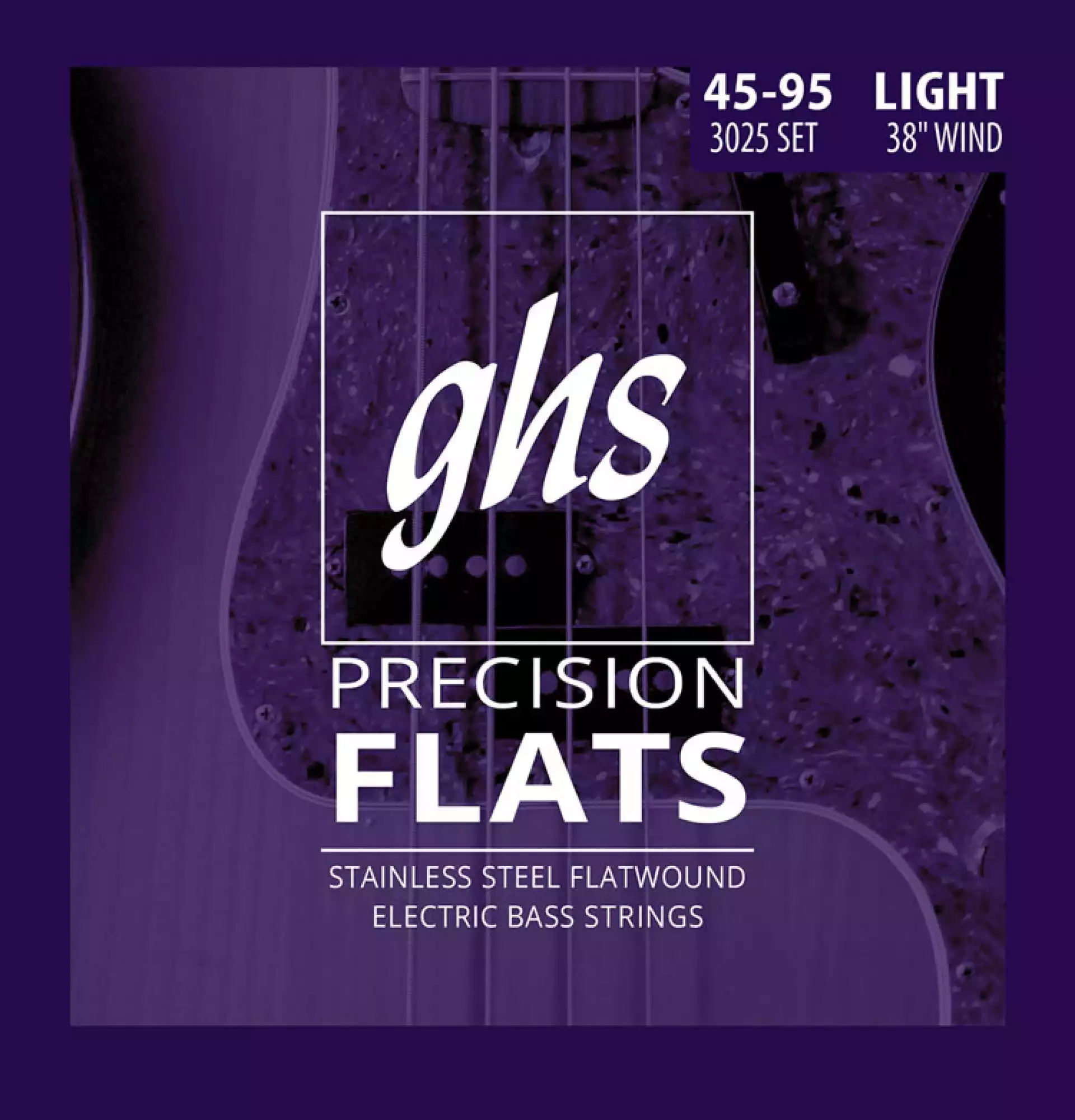 GHS 3025 Precision Flats Flatwound Bass Strings Long Scale Plus - 4-String 45-095 Light