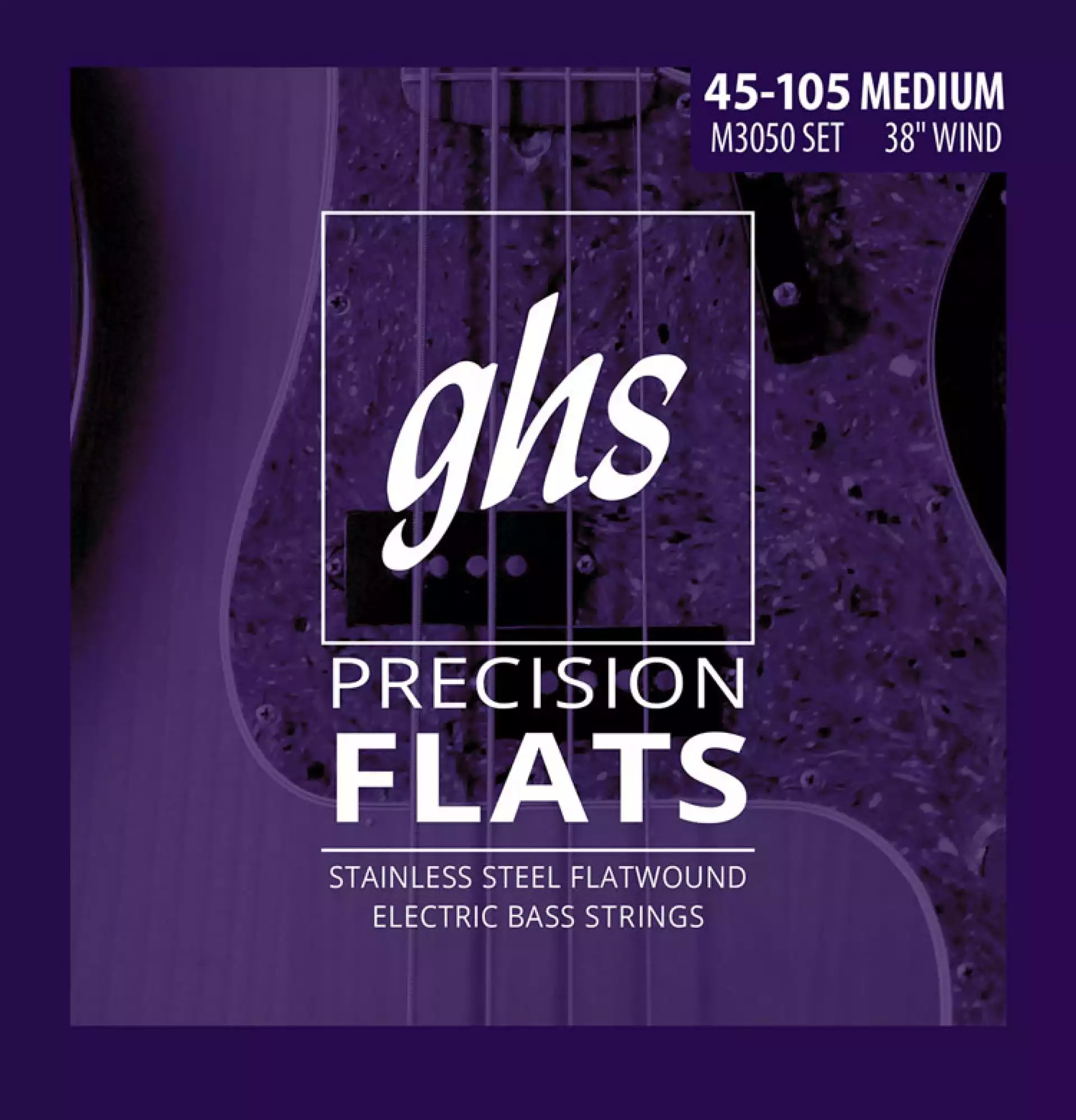 GHS M3050 Precision Flats Flatwound Bass Strings Long Scale Plus - 4-String 45-105 Medium