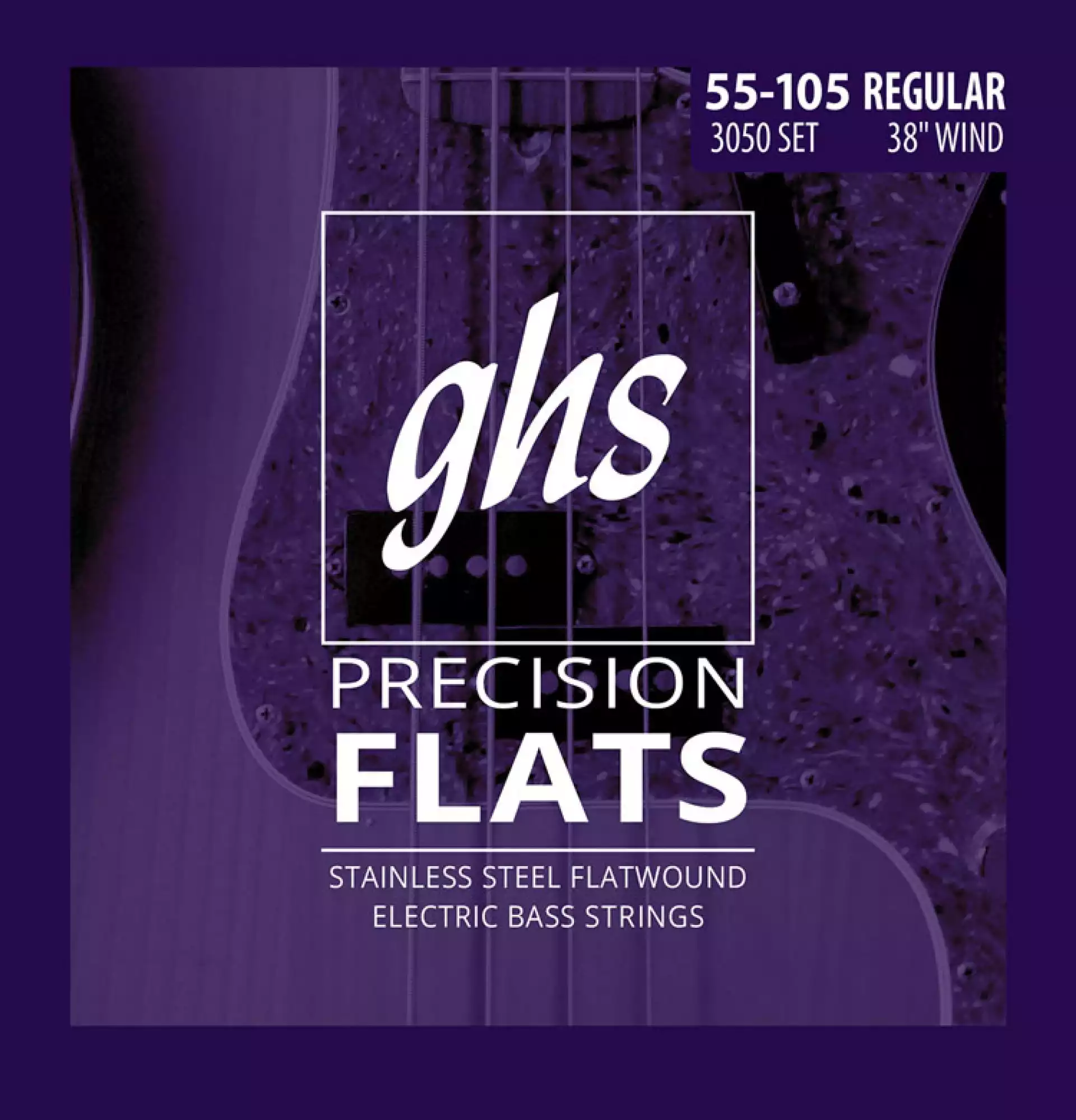 GHS 3050 Precision Flats Flatwound Bass Strings Long Scale Plus - 4-String 55-105 Regular