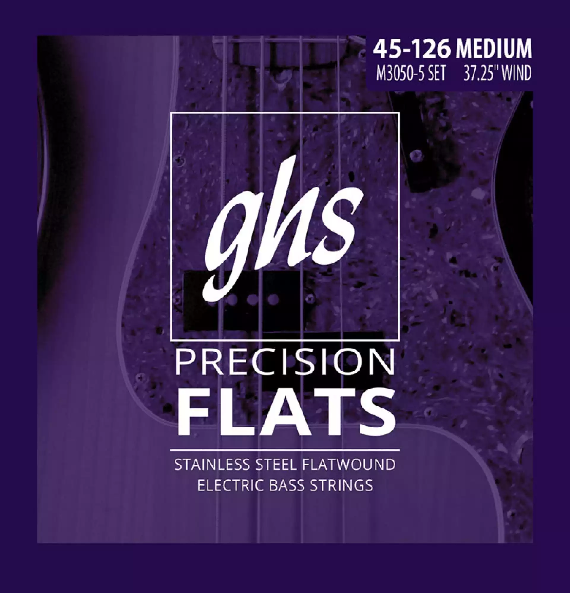 GHS M3050-5 Precision Flats Flatwound Bass Strings Long Scale - 5-String 45-126 Medium