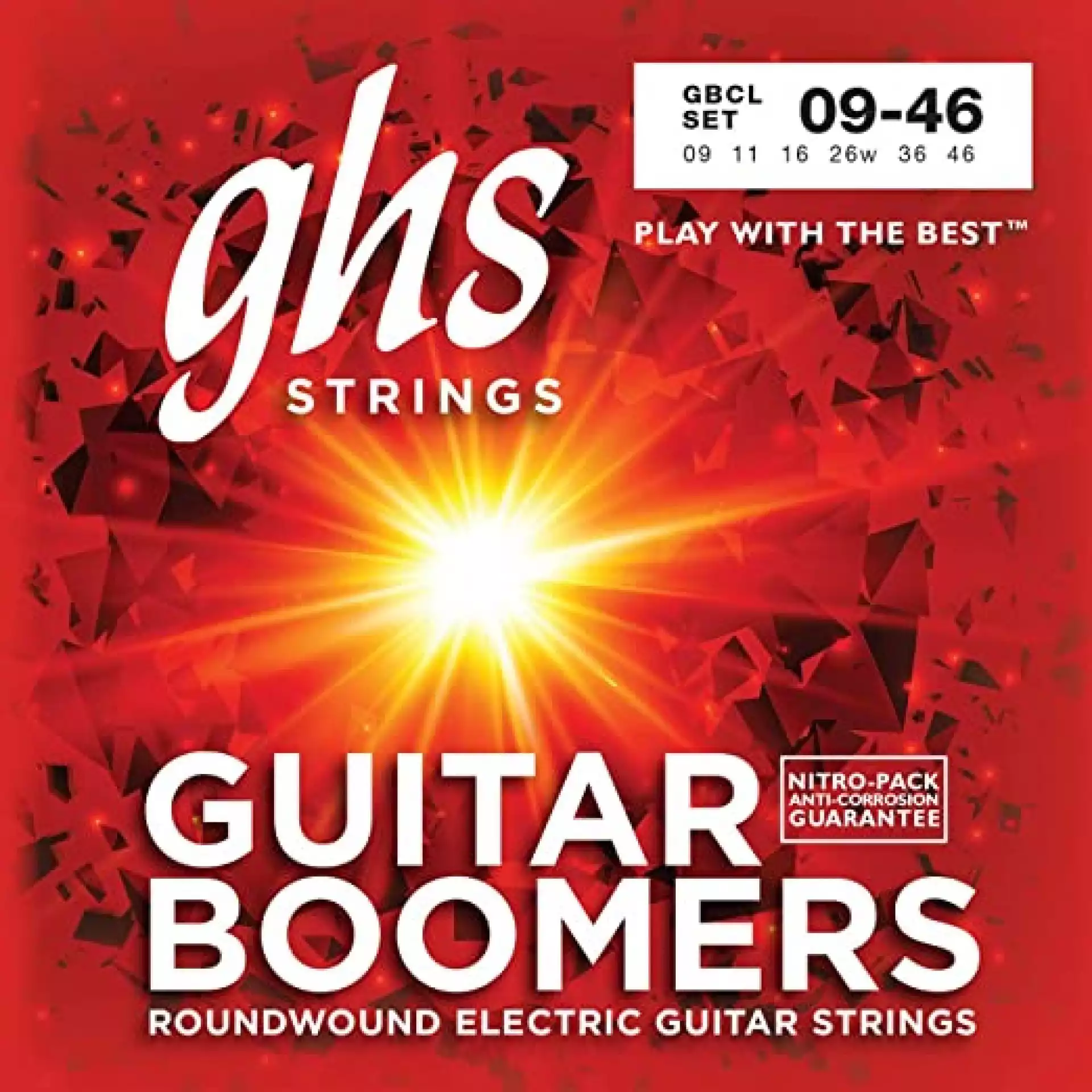 GHS GBCL Boomers Roundwound Custom Light Electric Guitar Strings (6-String Set, 9 - 46)