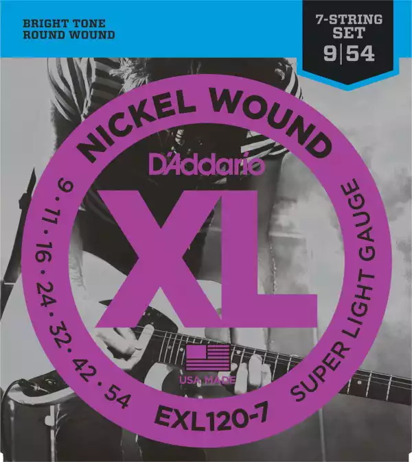 D'Addario  EXL120-7 9-54 Nickel Wound, 7-String, Super Light