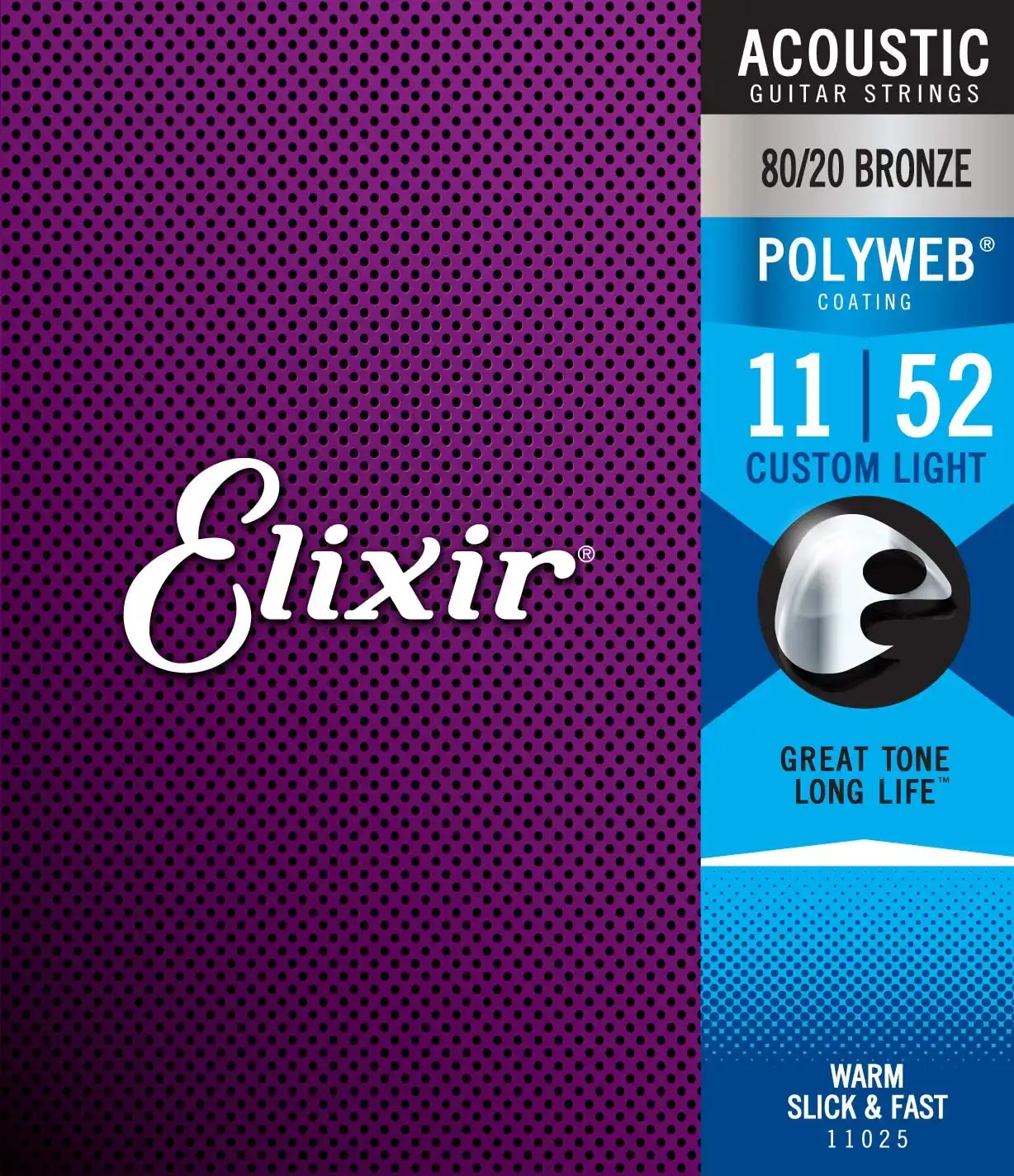 Elixir 11-52 Bronze Acoustic Guitar Strings POLYWEB Coating Custom Light - Žice za akustičnu gitaru