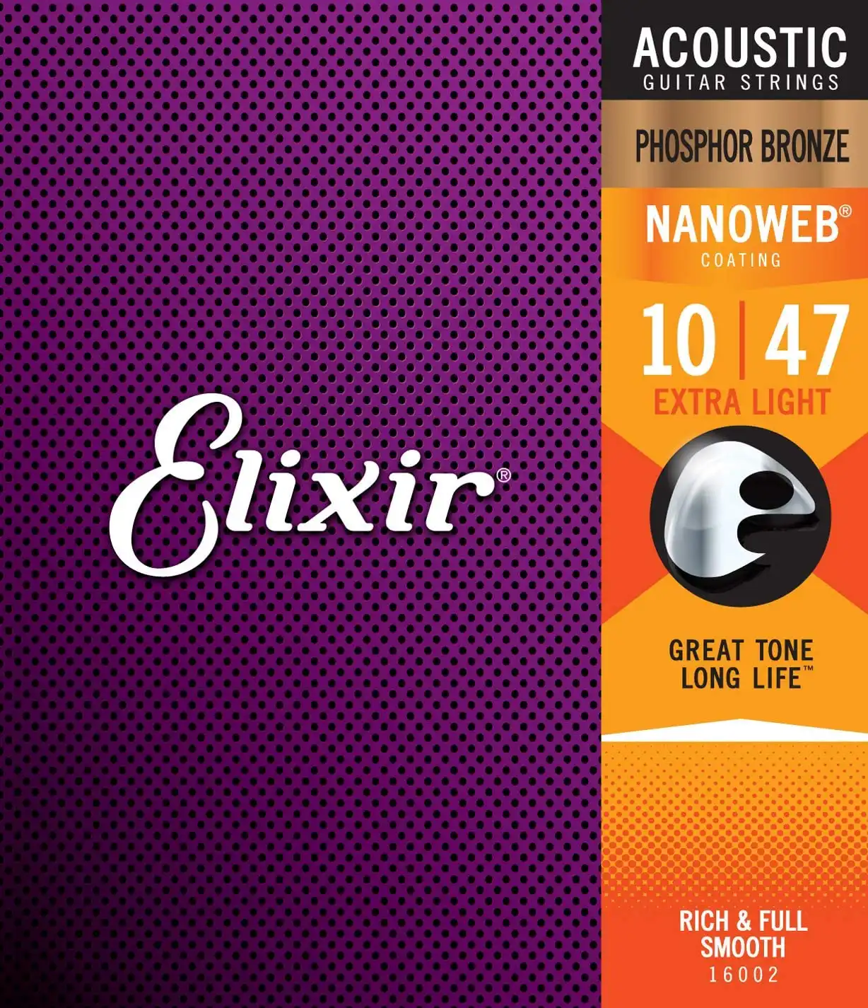 Elixir 12-53 Phosphor Bronze Acoustic Guitar Strings NANOWEB Coating Extra Light