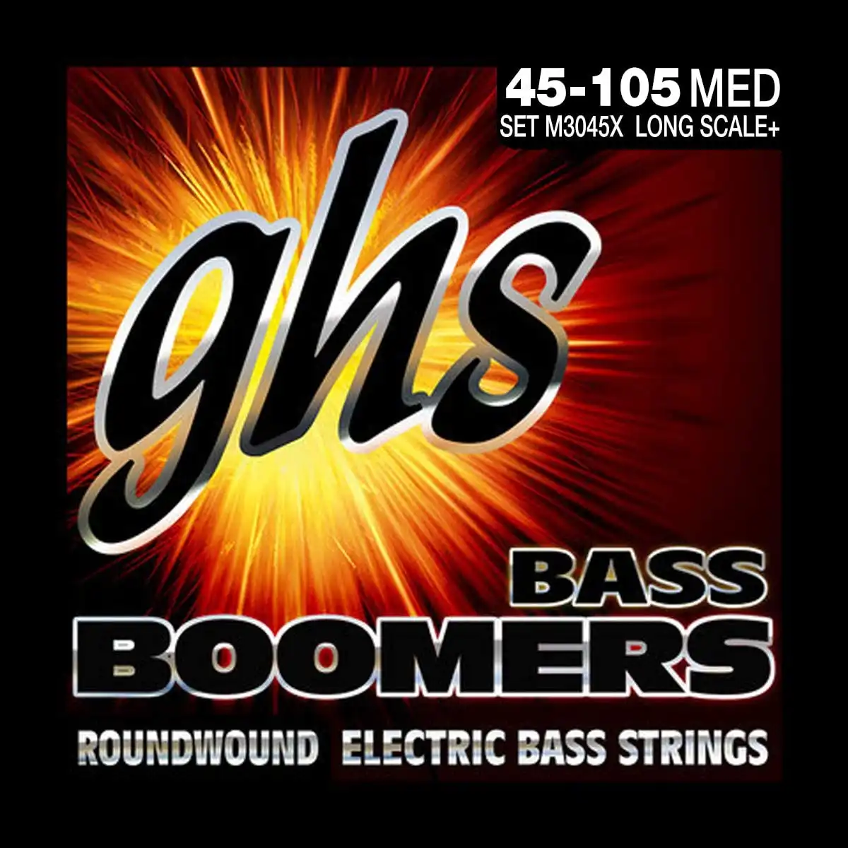 GHS M3045X Medium Extra Long Scale Bass Boomers Roundwound Electric Bass Strings (4-String Set, 45 - 105)