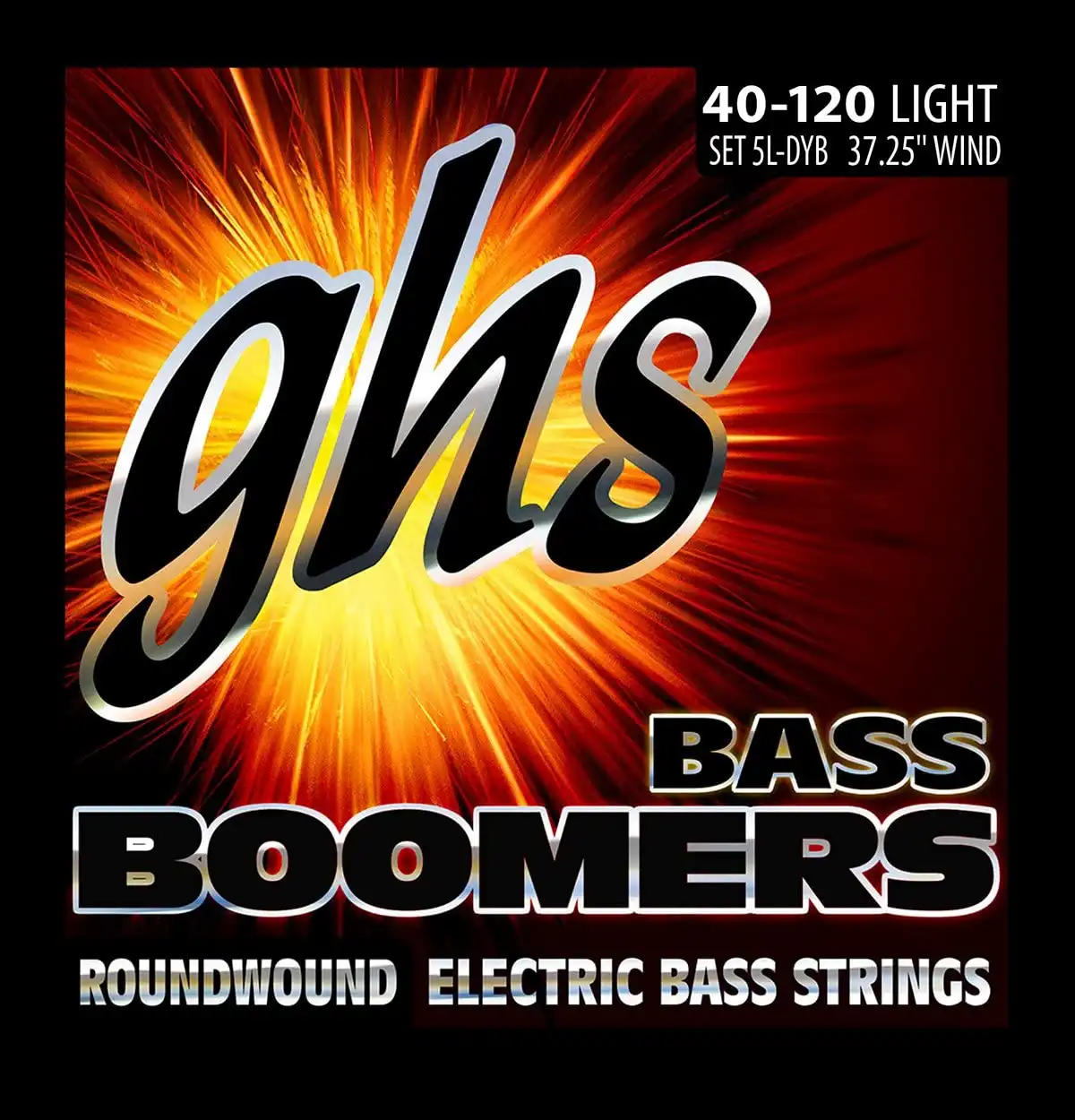 GHS 40-120 5L-DYB Light Bass Boomers Roundwound 5-String Set, Long Scale - Žice za bas gitaru