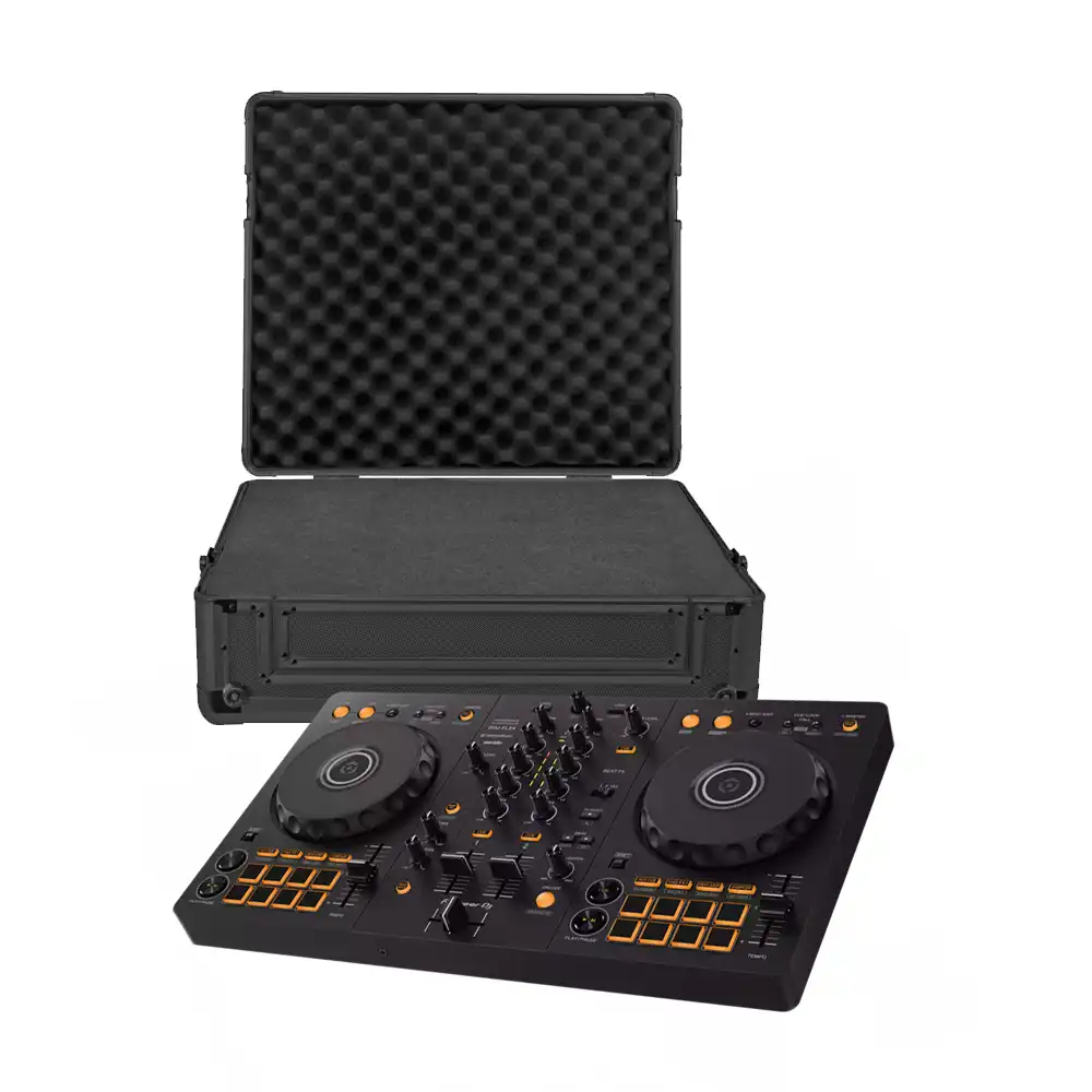 Pioneer DDJ-FLX4 + UDG Ultimate Pick Foam Flight Case Multi Format L Black Paket!