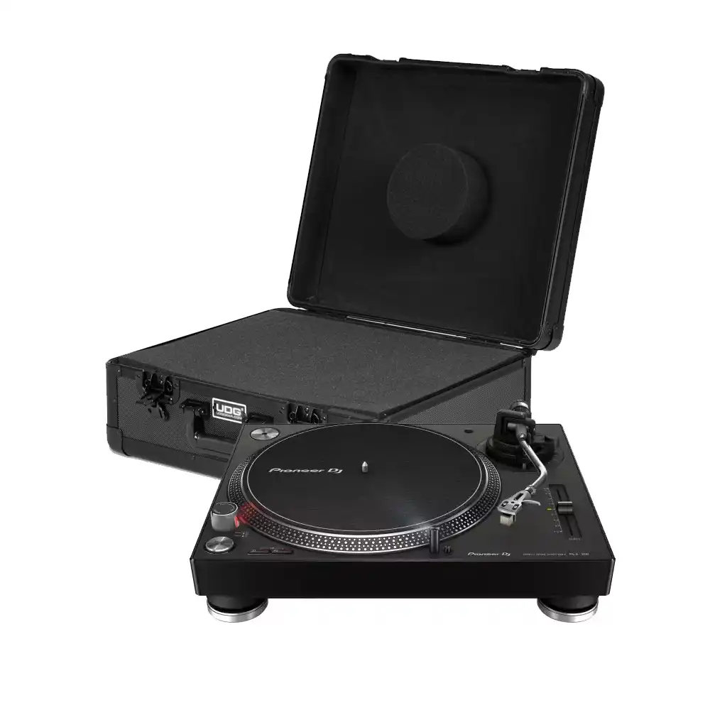 Pioneer PLX-500-K + UDG Ultimate Pick Foam Flight Case Multi Format Turntable Black 2 Paket!