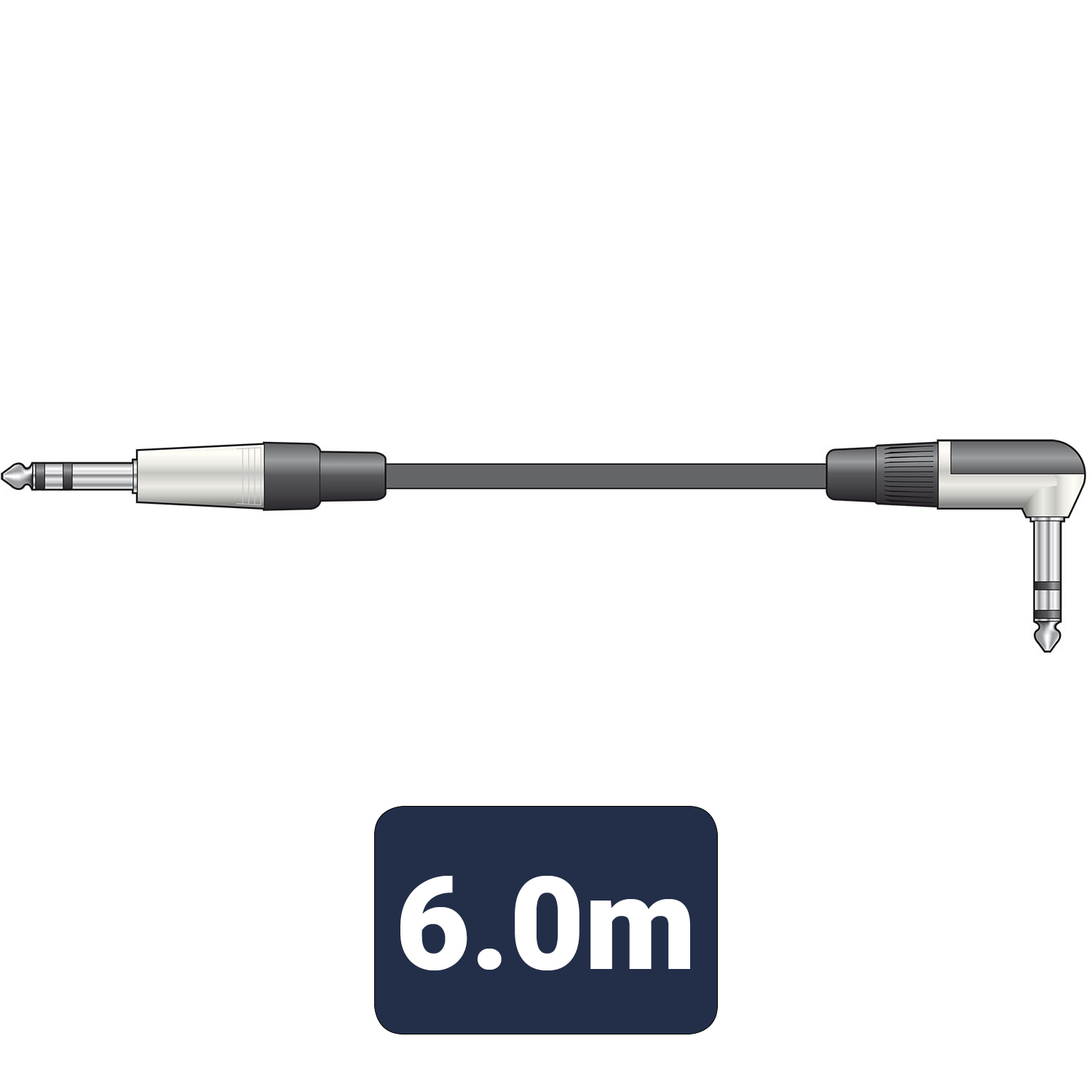 Citronic Classic Audio Lead 6.3mm TRS Right Angle Jack Plug - 6.3mm TRS Jack Plug 6m