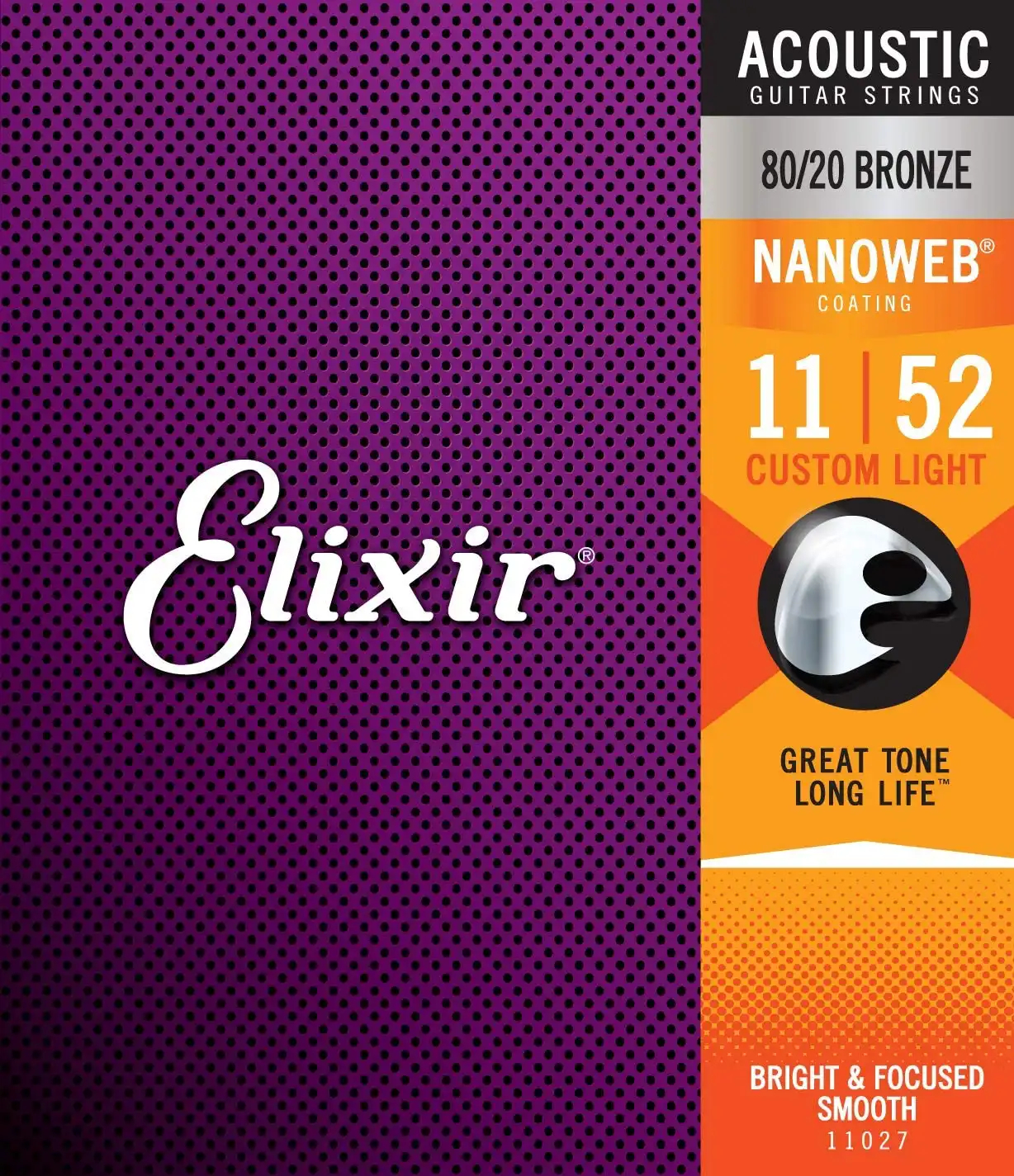 Elixir 11-52 Acoustic 80/20 Bronze with NANOWEB Coating - Žice za akustičnu gitaru