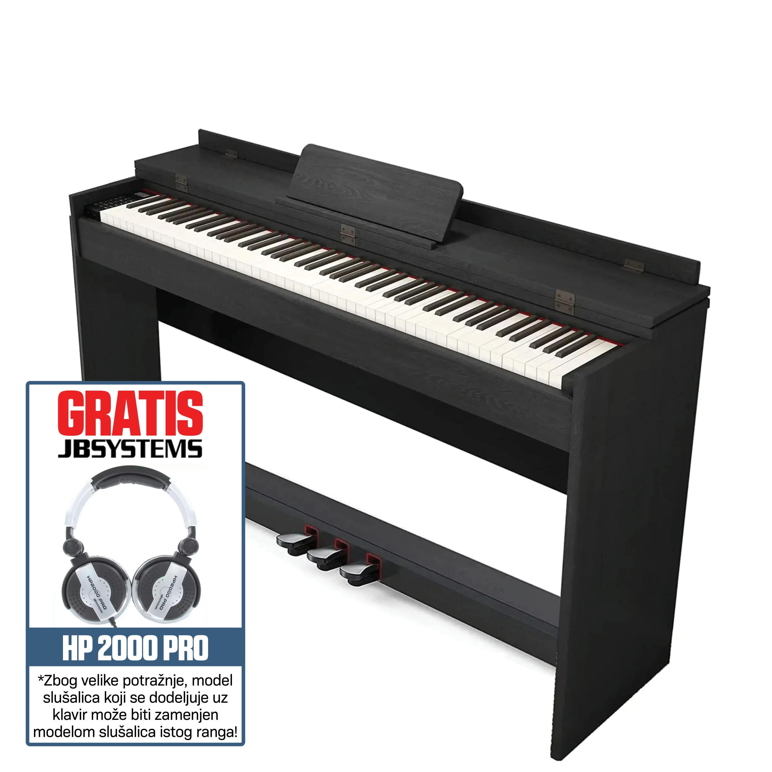 ARIUS STN-1250 Black Električni Klavir + Gratis slušalice