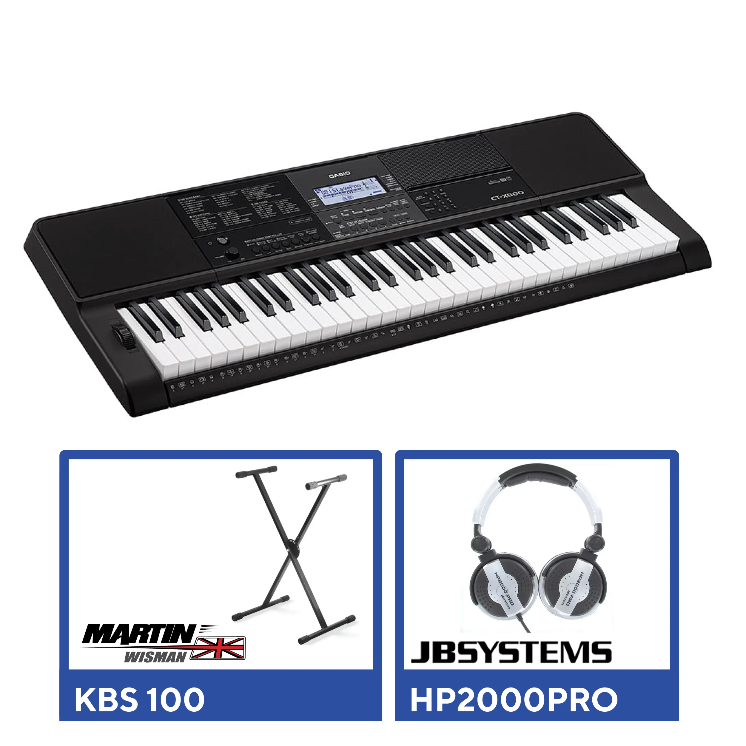 CASIO CT-X800 Klavijatura + JBSYSTEMS HP2000PRO + KBS 100 paket