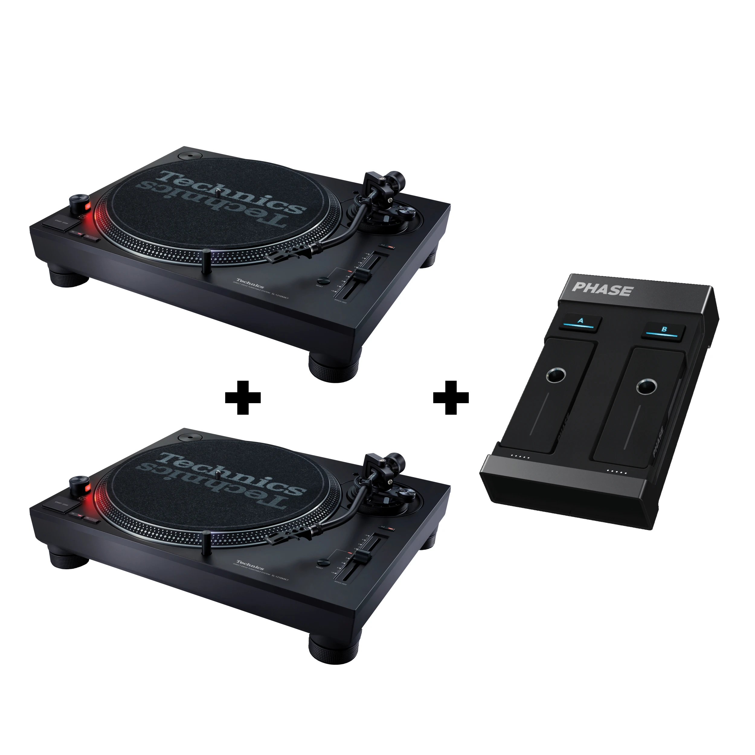 2x Technics SL-1210 MK7 + MWM Phase Essential - Dva Gramofona+DVS Kontroler DJPaket