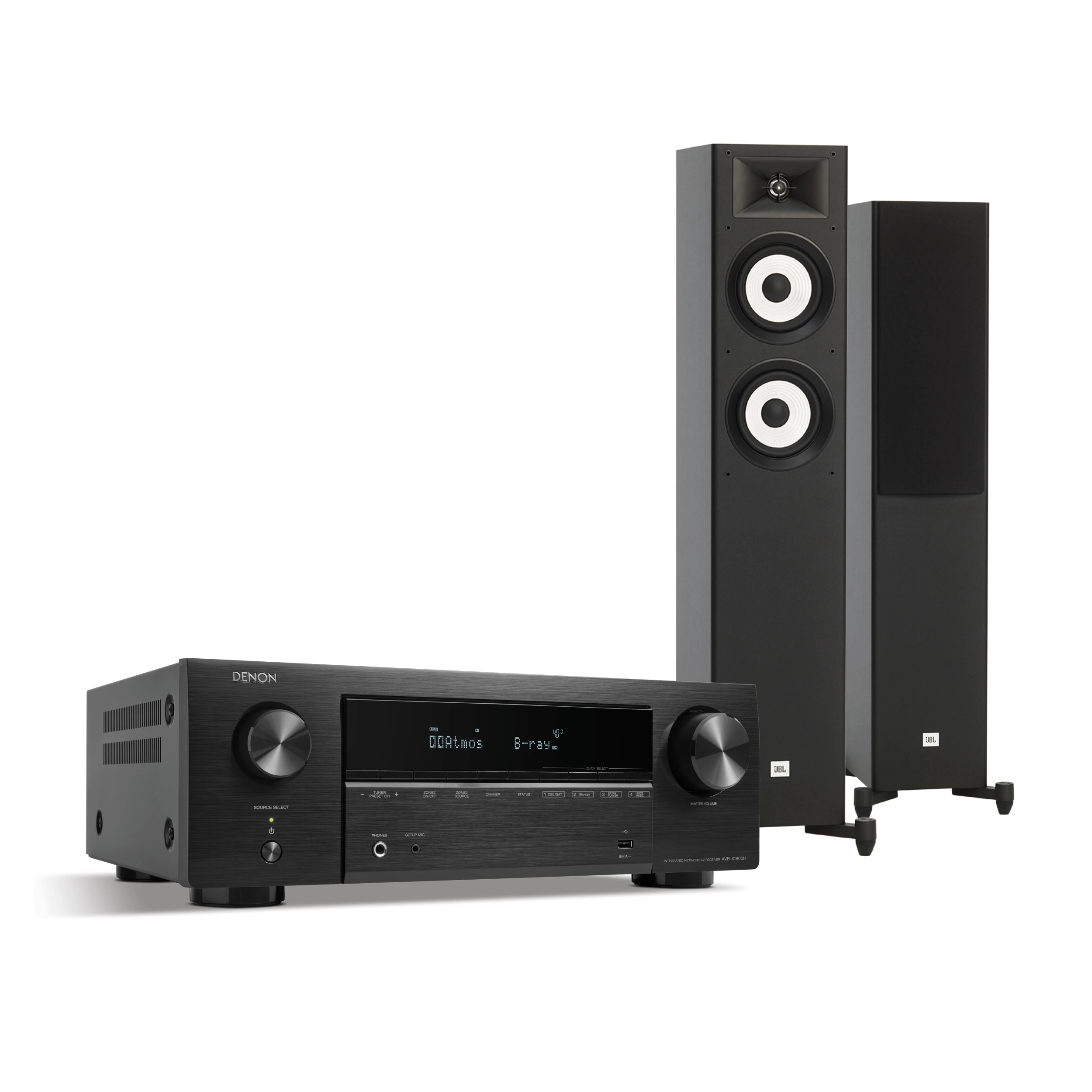 DENON AVR-X1800H 7.2 Black AV risiver + 2x JBL Stage A170 Black podnostojeći zvučnik Paket!