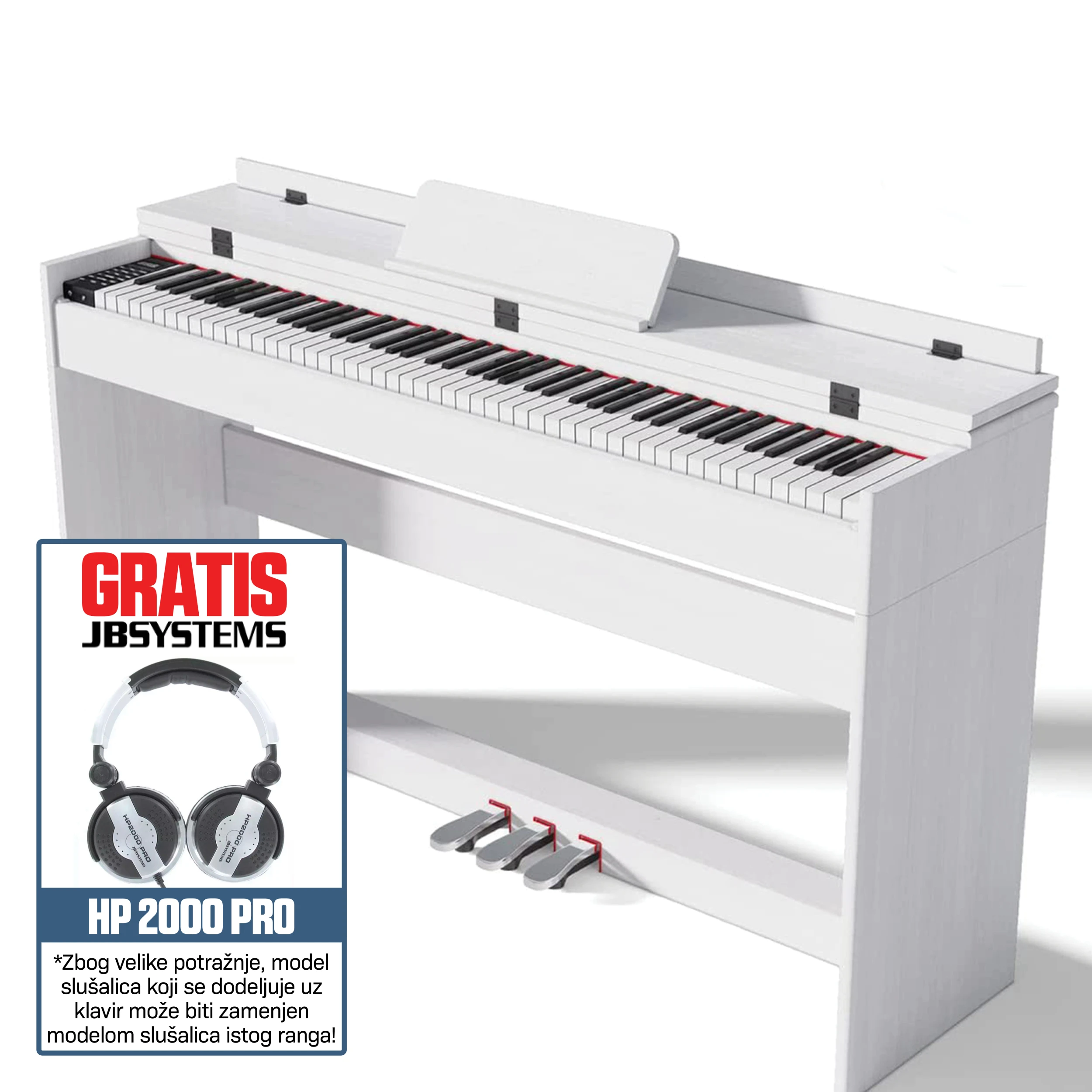 ARIUS STN-1300 White Električni Klavir + Gratis slušalice