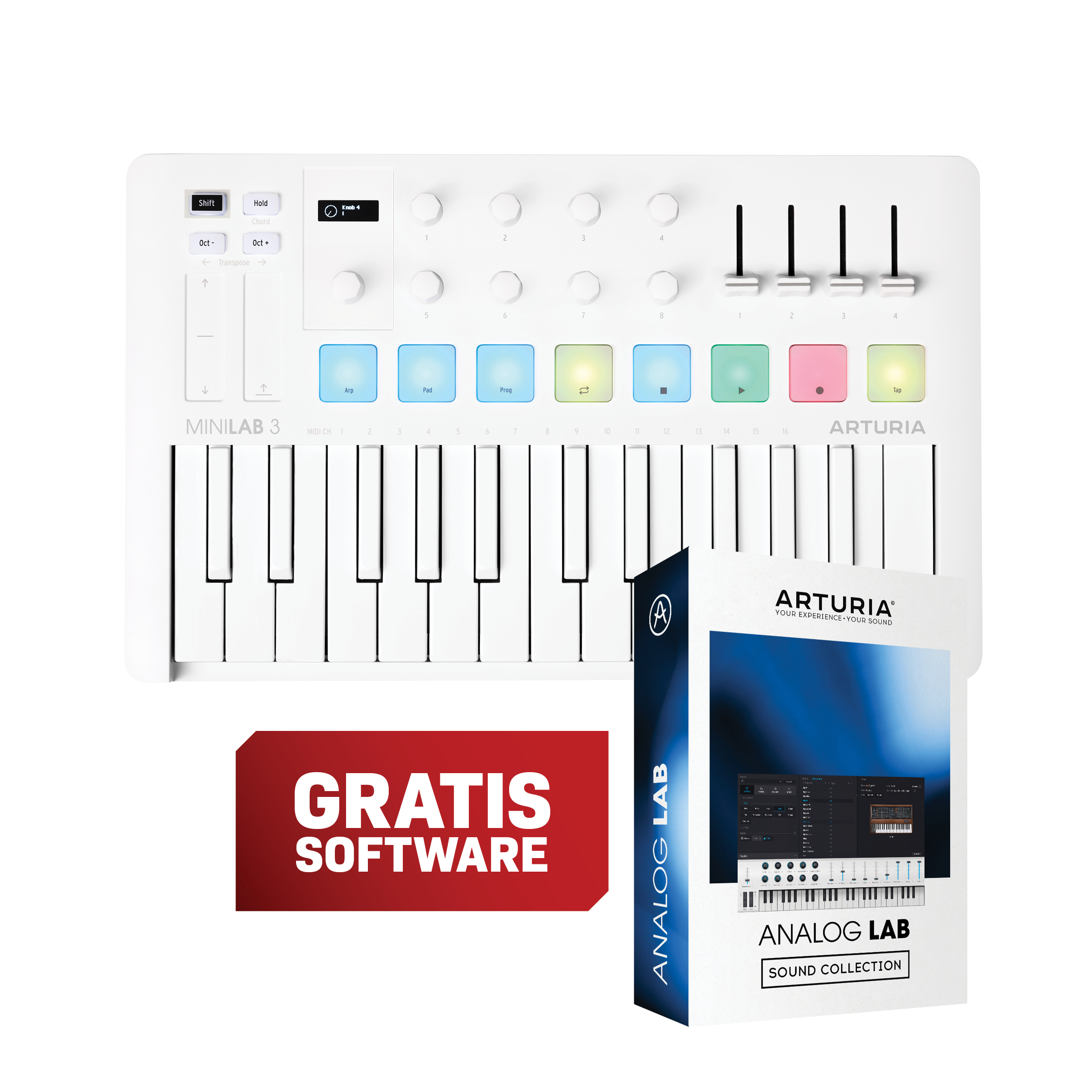 Arturia MiniLab 3 Alpine White - Midi Klavijatura
