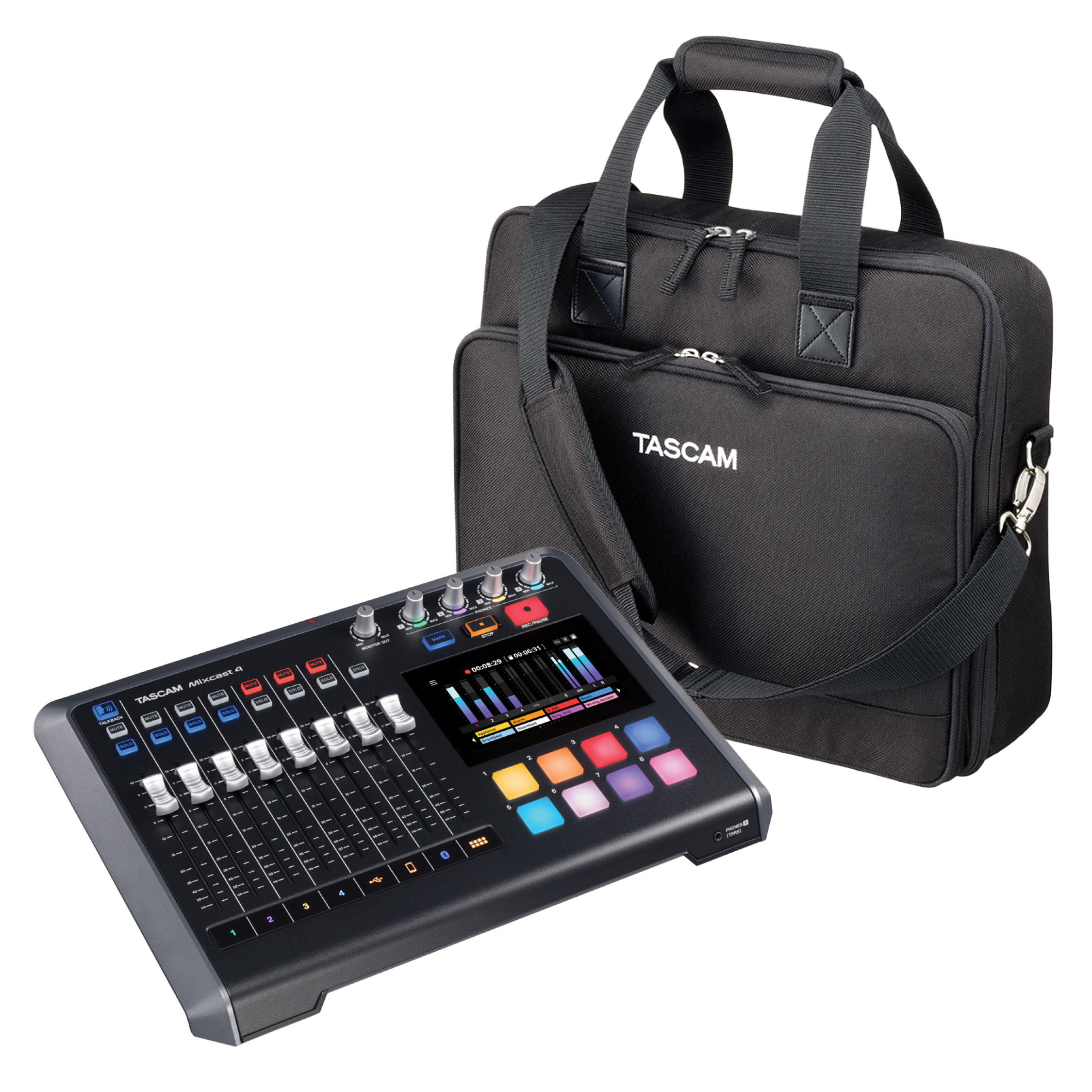 TASCAM MIXCAST 4 - Mikseta za podcast + POKLON TORBA: TASCAM CS-PCAS20 - Torba za Mixcast 4